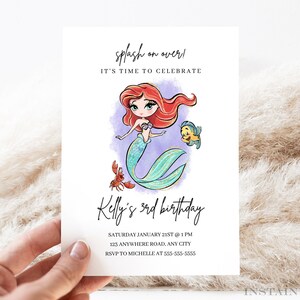 Mermaid Birthday Invitation The Little Mermaid Birthday Invite Girl Minimal Birthday Party Ariel Mermaid Birthday Under The Sea Birthday