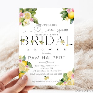 Editable She Found Her Main Squeeze Invite Pink Lemon Bridal Shower Invitation Bridal Shower Invite Instant Download