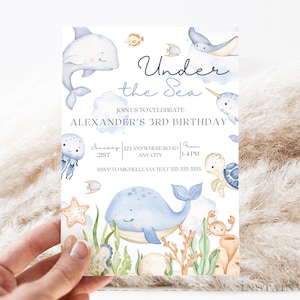 Editable Under the Sea Birthday Invitation Ocean Animals Birthday Sea Birthday Instant Download Editable OTS1