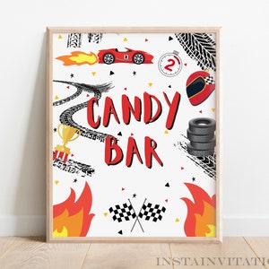 Candy Bar Sign Two Fast Race Car 2nd Birthday Party Two Fast 2 Curious Birthday Invite Instant Download TF1