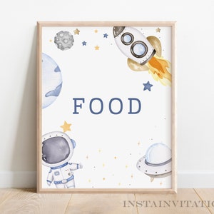 Cartel de comida Primer viaje alrededor del sol Astronauta 1.ª fiesta de cumpleaños, Cumpleaños de niño espacial, Cumpleaños de astronauta, Descarga instantánea AB01