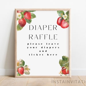 Windel-Verlosung Zeichen, eine Beere süß Baby-Dusche, Erdbeere süß Gender Neutral Minimal Thema druckbare Sofort Download SBS1