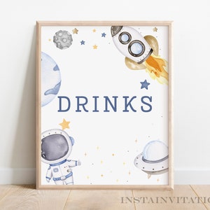 Bebidas firman primer viaje alrededor del sol astronauta 1a fiesta de cumpleaños, cumpleaños del niño espacial, cumpleaños del astronauta, descarga instantánea AB01