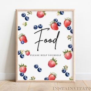 Food Sign Berry First Birthday Invitation Berry 1st Birthday Digital Invitation Berry Invitation BF2