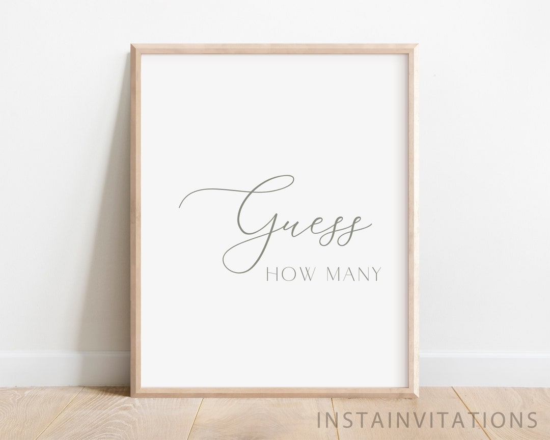 Quess How Many Sign Guess How Many Sign & Card, Sweet Baby Boy Baby Shower, Olive Green Boy ...
