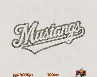 Camo Mustangs PNG: School Spirit Sublimation Design (Digital Download)