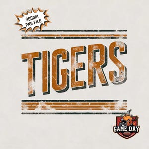 Retro Tigers png | Tigers T-shirt Sublimation design l Tiger Spirit PNG | Tiger Shirt PNG | Tiger mascot png print file Instant download