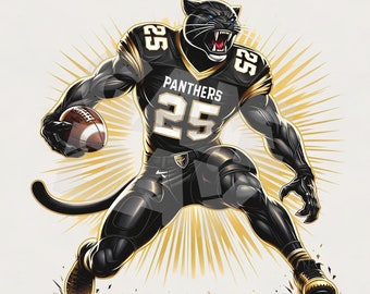 Mascote dos Panthers PNG: Design de Futebol Vegas Gold (Download Digital)