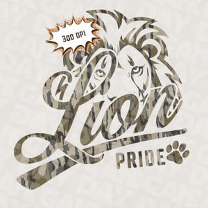 Lions Pride Camo png Camo Lions Conception de chemise d'école | Fichiers d'impression d'image de conception de logo de mascotte de lions PNG l'esprit des lions pour la sublimation