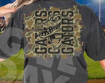 Gators Camo team logo PNG Gator Spirit PNG Alligators Shirt T-shirt image design Gator mascot png sublimation file for tees mug caps hoodies
