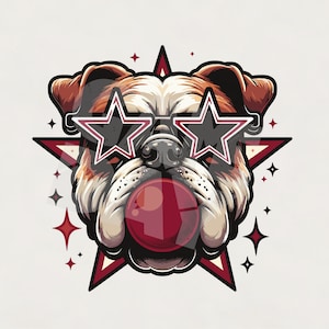 Red Bulldog bubble gum png Bulldogs Mascot Red PNG | red coquette bow png | Bulldogs and Stars png Instant download