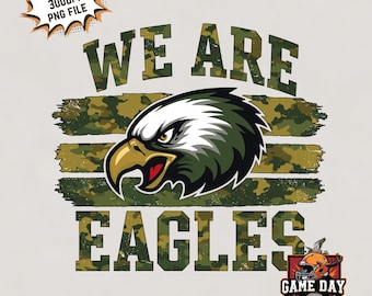 Camo Eagles PNG: T-Shirt Sublimation Design (Digital Download