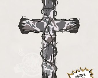 Croix camouflée PNG : image de chasse chrétienne en sublimation (téléchargement numérique)