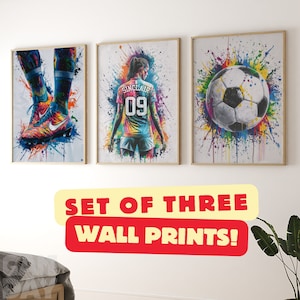 Personalisierte Mädchen Fußball Wand Kunst Drucke, Fußball Poster, Mädchen Fußball Wand Druck, Jugendzimmer Druck, Fußball Wandkunst, Fußball Drucke