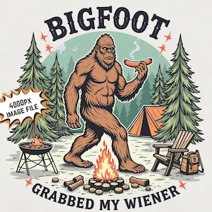 Sublimación divertida de Bigfoot, Bigfoot me robó mi salchicha png, Sasquatch png, Bigfoot de campamento png, archivo de impresión de imagen para niños, mujeres y hombres