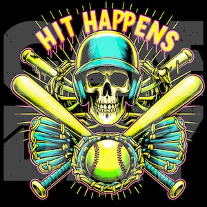 Groovy softbol png / Hit Happens Softbol png / retro Softbol png / Neón softbol png / Camisa de softbol png / Diseño de sublimación de softbol