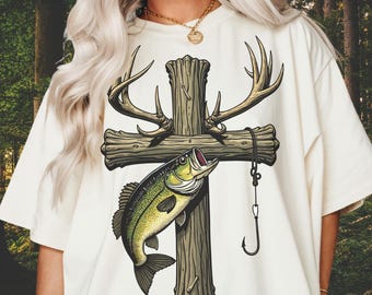 Christian Hunting PNG: Camo Cross, Fish Art (Digital Download)