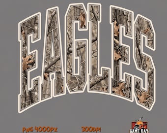 camouflage Eagles PNG: Team Script Logo School Spirit Sublimatiebestand Digitale Download