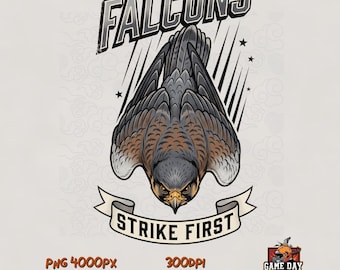 Retro Falcons PNG: Teammascotte, schoolgeest, sublimatiebestand, digitale download