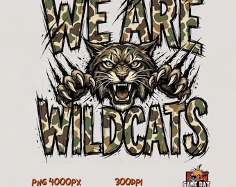 We are Wildcats PNG: Camouflage mascotte T-shirt sublimatieontwerp (digitale download)