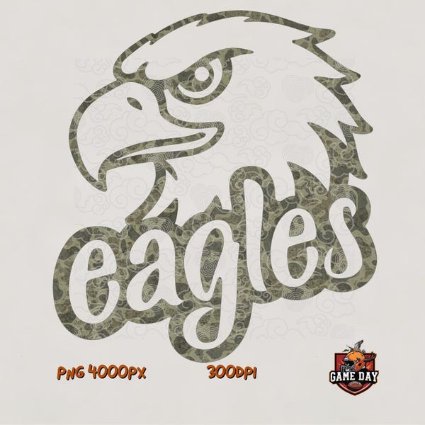 Mascota Águilas Camufladas PNG: Diseño de Sublimación para Espíritu Escolar (Descarga Digital)