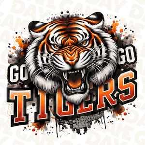 Tiger Spirit PNG | Tiger Shirt PNG | Tiger Face T-shirt Sublimation design l Tiger mascot png | Football Tiger png | Instant download