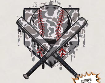 Camo Baseball Drip PNG: Army Home Plate & Bats (Digital Download)
