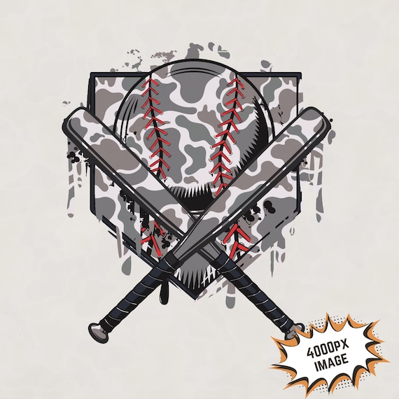 Camo Baseball Drip PNG: Army Home Plate & Bats (Digital Download)