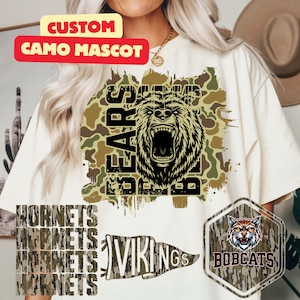 Benutzerdefiniertes Camo Maskottchen Design-Team-Logo mit personalisiertem Camouflage-Design für T-Shirt Sublimation mit kommerzieller Nutzung