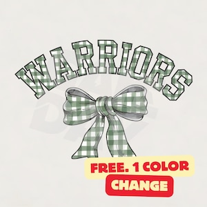 Green Warriors Spirit Bow PNG, Camisa Coquette Bow Warriors PNG, Design xadrez guingão Warriors, Mascote Warriors PNG, Download instantâneo