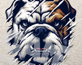 Angry Bulldog Scratch PNG: Mascot Shirt Design (digital Download