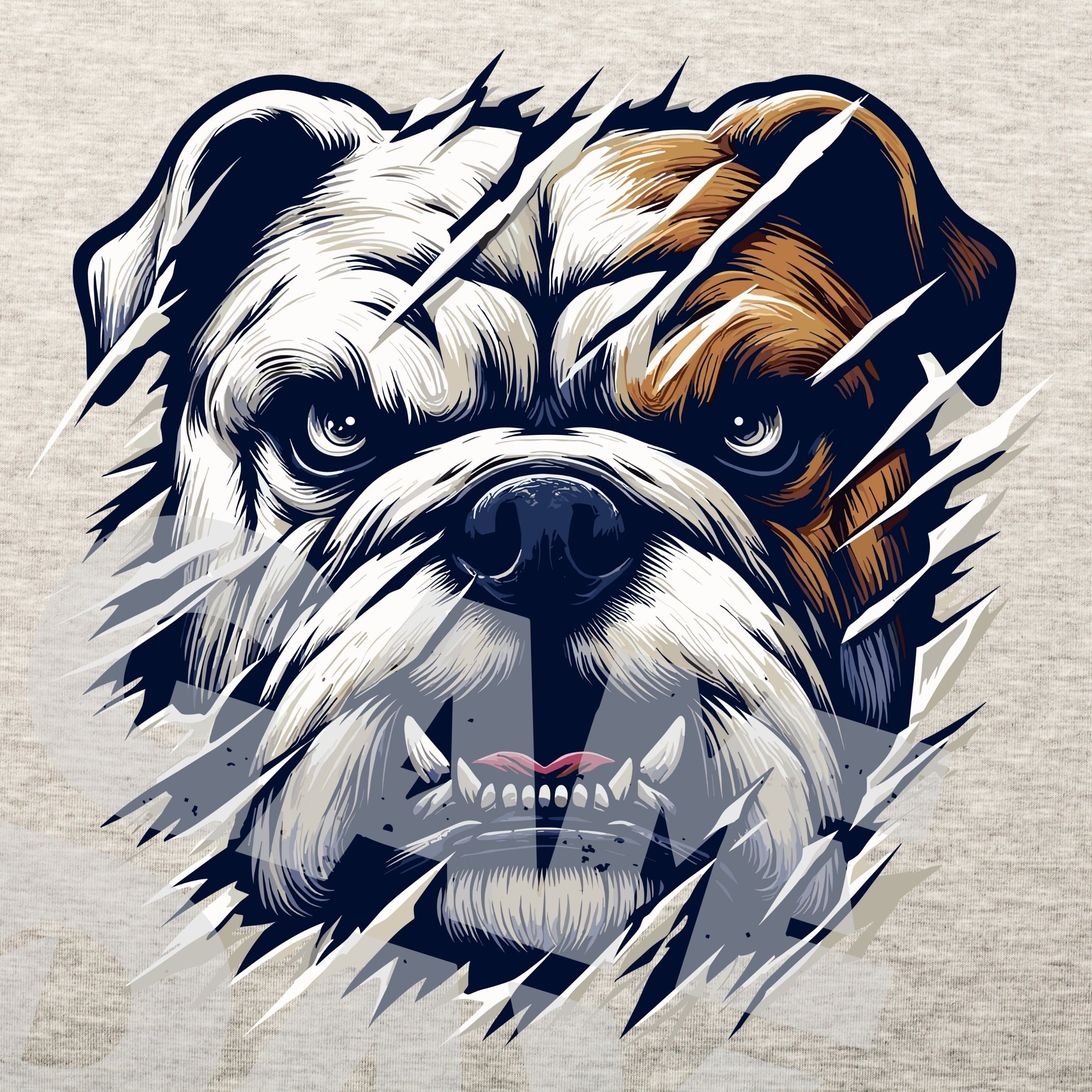 Angry Bulldog Scratch PNG: Mascot Shirt Design (digital Download