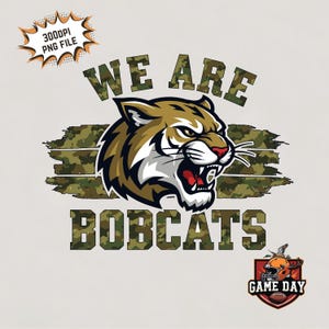 Bobcats Maskottchen PNG: Camo Bobcats Kopf T-Shirt Sublimation (Digitaler Download