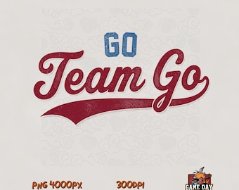 Go team Go PNG: Grappige mascotte schoolgeest sublimatiebestand digitale download