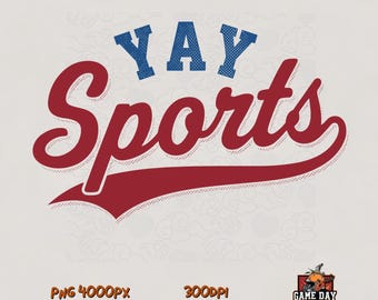 Yay Sports PNG: Grappige mascotte schoolgeest sublimatiebestand digitale download