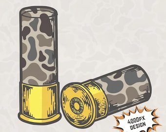 Cartuchos de escopeta de camuflaje retro PNG: Sublimación de caza (Descarga digital)