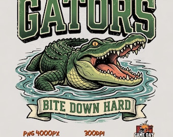 Vintage Gators PNG: Retro mascotte T-shirt ontwerp Gator (sublimatiebestand)