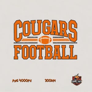 Cougars football png, Cougars Shirt PNG | Cougars Head T-shirt Sublimation print file, Cougar Spirit PNG Retro design