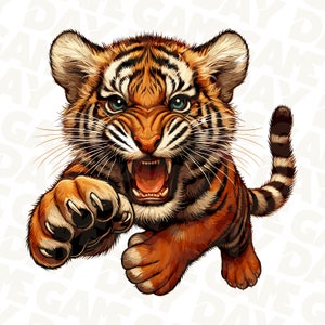 Baby tijger mascotte PNG | Baby Tijger shirt Sublimatie ontwerp l Baby Tijger png | Voetbaltijger png | Tijgergeest PNG | Directe download
