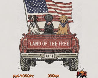 Hunting Dogs 4th July PNG: Labradors, Truck Tailgate design Sublimation file (Digital Download)