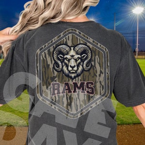 Camo Rams Head T-Shirt Design: Mascot PNG (Digital Download)