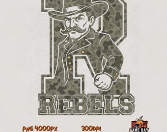 Camo Rebels PNG: Mascotte Letterman R sublimatieontwerpbestand (digitale download)