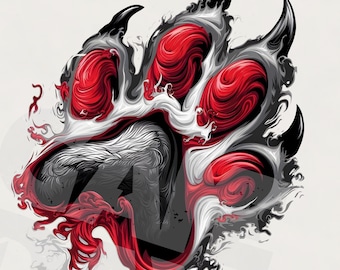Wolf Paw Logo PNG: Mascot Claws Graphic (Digital Download)