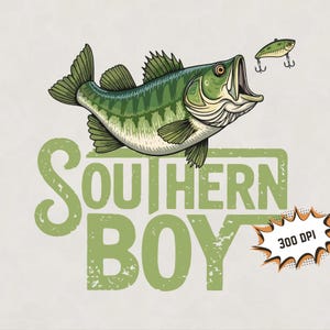 Southern Boy  png, southern fishing png, Sublimation boys hunting png bass fishing  image print file for Moms boys