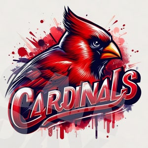 Watercolor Cardinals Shirt PNG | Cardinals Head T-shirt Sublimation design Cardinals Spirit mascot Football Cardinals png Instant download