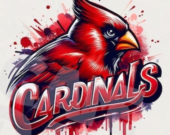 Watercolor Cardinals Shirt PNG: Mascot Football Design (Digital Download)