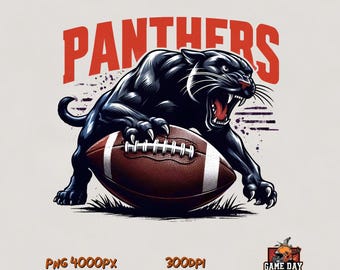Red Panthers Mascot PNG: Football Sublimation Design (Digital Download
