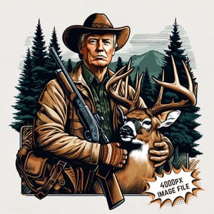 Imagen de sublimación PNG de Trump Deer HUNTING para imprimir en formato PNG para hombres y mujeres