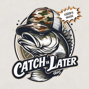 Nos vemos luego png, pez divertido con gorra y gafas, diseño de camiseta de pesca de lubina para niños, imagen de pesca para hombres y mujeres, archivo para imprimir y descargar