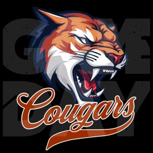Tête de couguar svg png l Chemise de couguar PNG | Esprit puma PNG | Mascotte de puma png | Puma footballeur png | Logo de l'école Cougar Téléchargement instantané